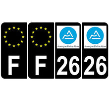 Supstick 4 Stickers Autocollants Plaques Immatriculation Auto Dept 26 Auvergne Rhône Alpes Noir Angles Arrondis