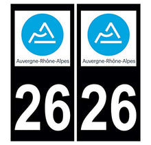 Supstick 2 Stickers Autocollants Plaques Immatriculation Auto Dept 26 Auvergne Rhône Alpes Noir Angles Carrés