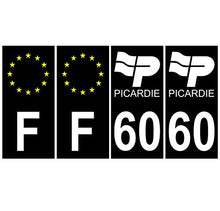 Supstick 4 Stickers Autocollants Plaques Immatriculation Auto Dept 60 Picardie Noir Angles Carrés