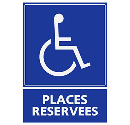 Panneau Rigide Handicapé - Personne à mobilité réduite Parking handicapés Places réservées 15x20cm épaisseur 3mm