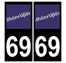 Supstick 2 Stickers Autocollants Plaques Immatriculation Auto Dept 69 Rhône Alpes Noir Angles Carrés