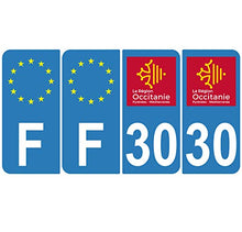 Supstick 4 Stickers Autocollants Plaques Immatriculation Auto Dept 30 Occitanie Bleu Clair Angles Arrondis