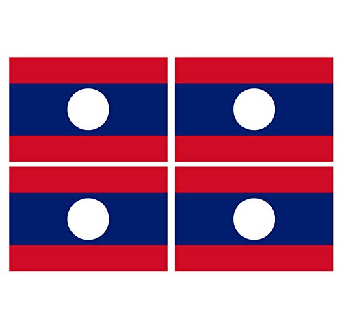 Supstick Lot de 4 Autocollants Stickers Drapeau de Pays Nation Laos Format 12x8cm