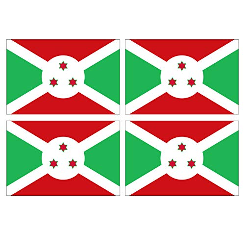 Supstick Lot de 4 Autocollants Stickers Drapeau de Pays Nation Burundi Format 12x8cm