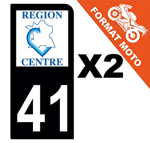 Supstick 2 Stickers Autocollants Plaques Immatriculation Moto Dept 41 Centre Noir 1 Angle Arrondi