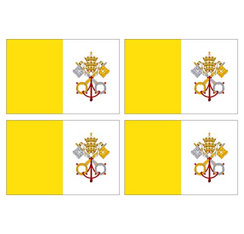 Lot de 4 Autocollants Stickers Drapeau de Pays Nation Ville du Vatican Format 12x8cm
