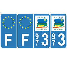 Supstick 4 Stickers Autocollants Plaques Immatriculation Auto Dept 973 Guyane Bleu Clair Angles Arrondis