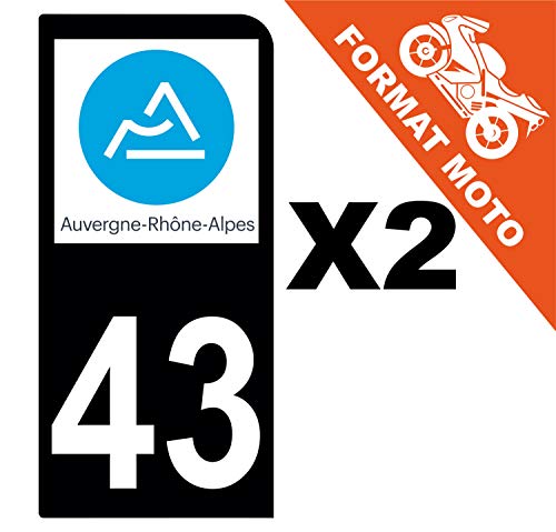 Supstick 2 Stickers Autocollants Plaques Immatriculation Moto Dept 43 Auvergne Rhône Alpes Noir 1 Angle Arrondi