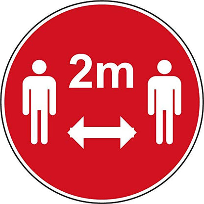 Autocollant stickers signalétique 2m de distance plastifié en mat - format 25x25cm couleur rouge