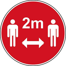Lot de 5 Autocollants stickers signalétique - 2m de distance- format 20x20cm couleur rouge