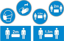 Lot panel d’autocollants stickers signalétique - cercle 20x20cm - rectangle 20x7cm couleur bleu