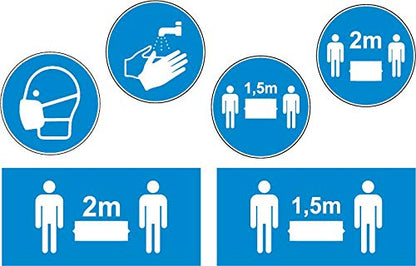 Lot panel d’autocollants stickers signalétique - cercle 20x20cm - rectangle 20x7cm couleur bleu
