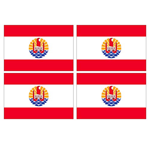 Supstick Lot de 4 Autocollants Stickers Drapeau de Pays Nation polynesie française Format 12x8cm