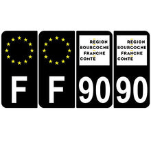 Supstick 4 Stickers Autocollants Plaques Immatriculation Auto Dept 90 Bourgogne Franche Comté Noir Angles Arrondis