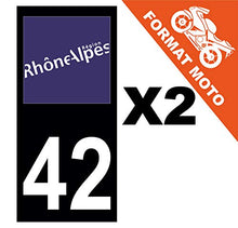 Supstick 2 Stickers Autocollants Plaques Immatriculation Moto Dept 42 Rhône Alpes Noir Angles Carrés