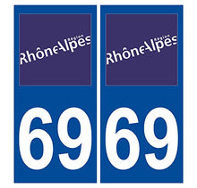 Supstick 2 Stickers Autocollants Plaques Immatriculation Auto Dept 69 Rhône Alpes Bleu Foncé Angles Carrés