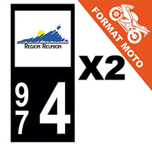 Supstick 2 Stickers Autocollants Plaques Immatriculation Moto Dept 974 Réunion Noir Angles Carrés