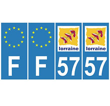 Supstick 4 Stickers Autocollants Plaques Immatriculation Auto Dept 57 Lorraine Bleu Clair Angles Carrés