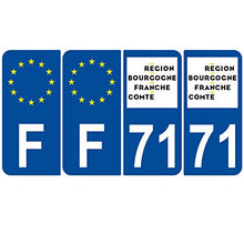 Supstick 4 Stickers Autocollants Plaques Immatriculation Auto Dept 71 Bourgogne Franche Comté Bleu Foncé Angles Arrondis