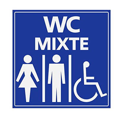Panneau Rigide Handicapé - Personne à mobilité réduite Toilette WC Mixte 15x15cm épaisseur 3mm