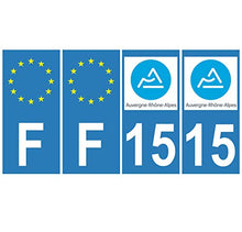 Supstick 4 Stickers Autocollants Plaques Immatriculation Auto Dept 15 Auvergne Rhône Alpes Bleu Clair Angles Carrés