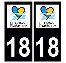 Supstick 2 Stickers Autocollants Plaques Immatriculation Auto Dept 18 Centre Val de Loire Noir Angles Carrés