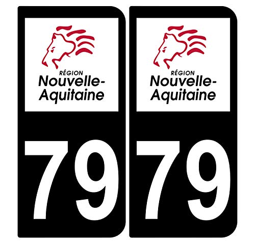 Supstick 2 Stickers Autocollants Plaques Immatriculation Auto Dept 79 Nouvelle Aquitaine Noir Angles Arrondis