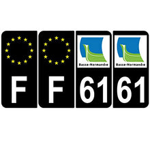 Supstick 4 Stickers Autocollants Plaques Immatriculation Auto Dept 61 Basse Normandie Noir Angles Arrondis