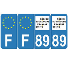 Supstick 4 Stickers Autocollants Plaques Immatriculation Auto Dept 89 Bourgogne Franche Comté Bleu Clair Angles Arrondis