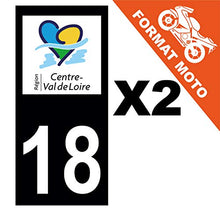 Supstick 2 Stickers Autocollants Plaques Immatriculation Moto Dept 18 Centre Val de Loire Noir Angles Carrés