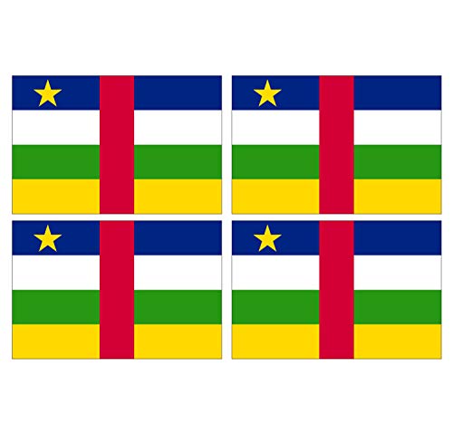 Supstick Lot de 4 Autocollants Stickers Drapeau de Pays Nation centrafrique Format 12x8cm