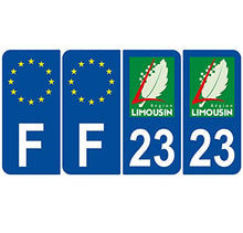 Supstick 4 Stickers Autocollants Plaques Immatriculation Auto Dept 23 Limousin Bleu Foncé Angles Arrondis