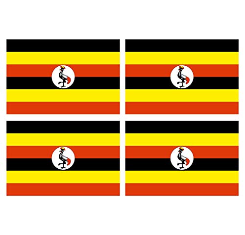 Supstick Lot de 4 Autocollants Stickers Drapeau de Pays Nation Ouganda Format 6x4cm