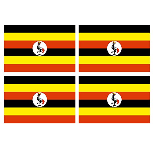 Supstick Lot de 4 Autocollants Stickers Drapeau de Pays Nation Ouganda Format 12x8cm