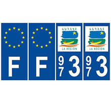 Supstick 4 Stickers Autocollants Plaques Immatriculation Auto Dept 973 Guyane Bleu Foncé Angles Carrés