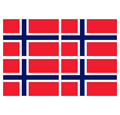 Supstick Lot de 4 Autocollants Stickers Drapeau de Pays Nation norvège Format 6x4cm