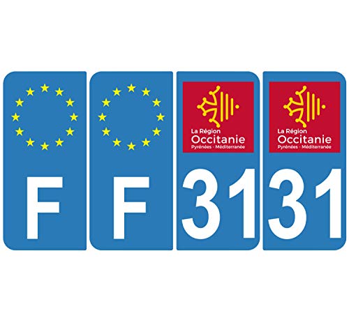 Supstick 4 Stickers Autocollants Plaques Immatriculation Auto Dept 31 Occitanie Bleu Clair Angles Arrondis