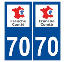 Supstick 2 Stickers Autocollants Plaques Immatriculation Auto Dept 70 Franche Comté Bleu Foncé Angles Carrés