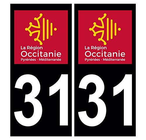 Supstick 2 Stickers Autocollants Plaques Immatriculation Auto Dept 31 Occitanie Noir Angles Carrés