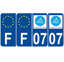 Supstick 4 Stickers Autocollants Plaques Immatriculation Auto Dept 07 Auvergne Rhône Alpes Bleu Foncé Angles Arrondis