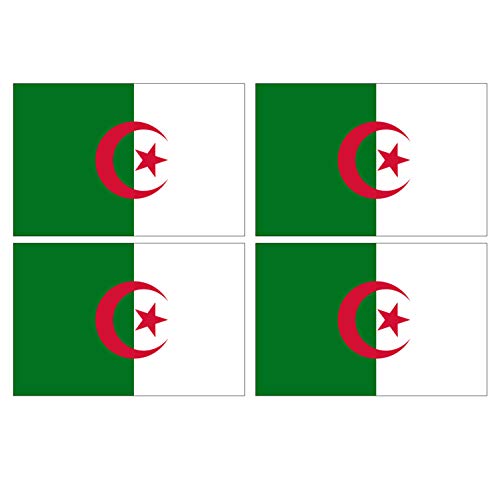 Supstick Lot de 4 Autocollants Stickers Drapeau de Pays Nation algérie Format 6x4cm