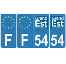 Supstick 4 Stickers Autocollants Plaques Immatriculation Auto Dept 54 Grand Est Bleu Clair Angles Arrondis