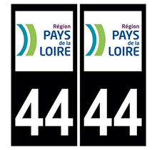 Supstick 2 Stickers Autocollants Plaques Immatriculation Auto Dept 44 Pays de la Loire Noir Angles Carrés