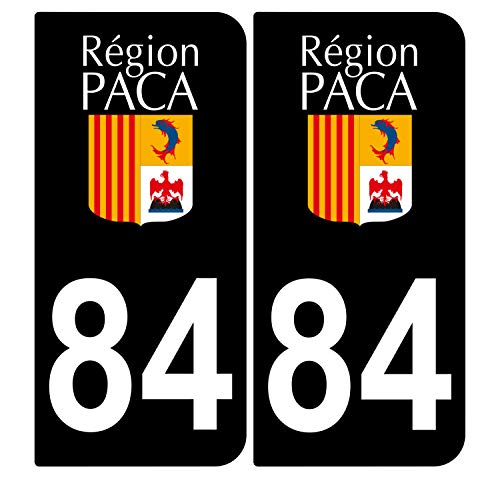 Supstick 2 Stickers Autocollants Plaques Immatriculation Auto Dept 84 Paca Noir Angles Arrondis