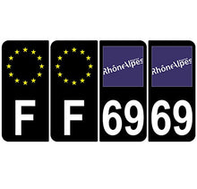 Supstick 4 Stickers Autocollants Plaques Immatriculation Auto Dept 69 Rhône Alpes Noir Angles Arrondis