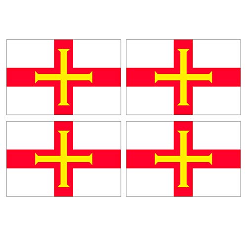 Supstick Lot de 4 Autocollants Stickers Drapeau de Pays Nation guernesey Format 6x4cm