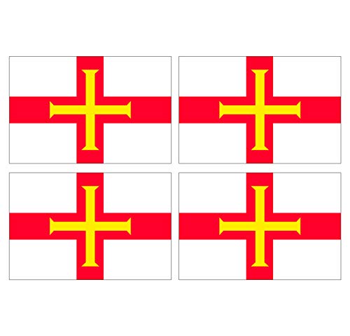 Supstick Lot de 4 Autocollants Stickers Drapeau de Pays Nation guernesey Format 12x8cm