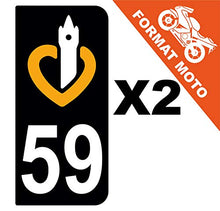 Supstick 2 Stickers Autocollants Plaques Immatriculation Moto Dept 59 Nord Noir 2 Angles Arrondis