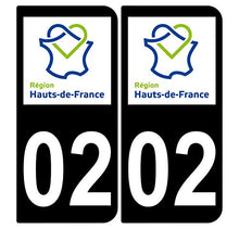 Supstick 2 Stickers Autocollants Plaques Immatriculation Auto Dept 02 Hauts de France Noir Angles Arrondis
