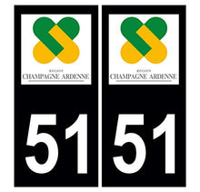 Supstick 2 Stickers Autocollants Plaques Immatriculation Auto Dept 51 Champagne Ardenne Noir Angles Carrés